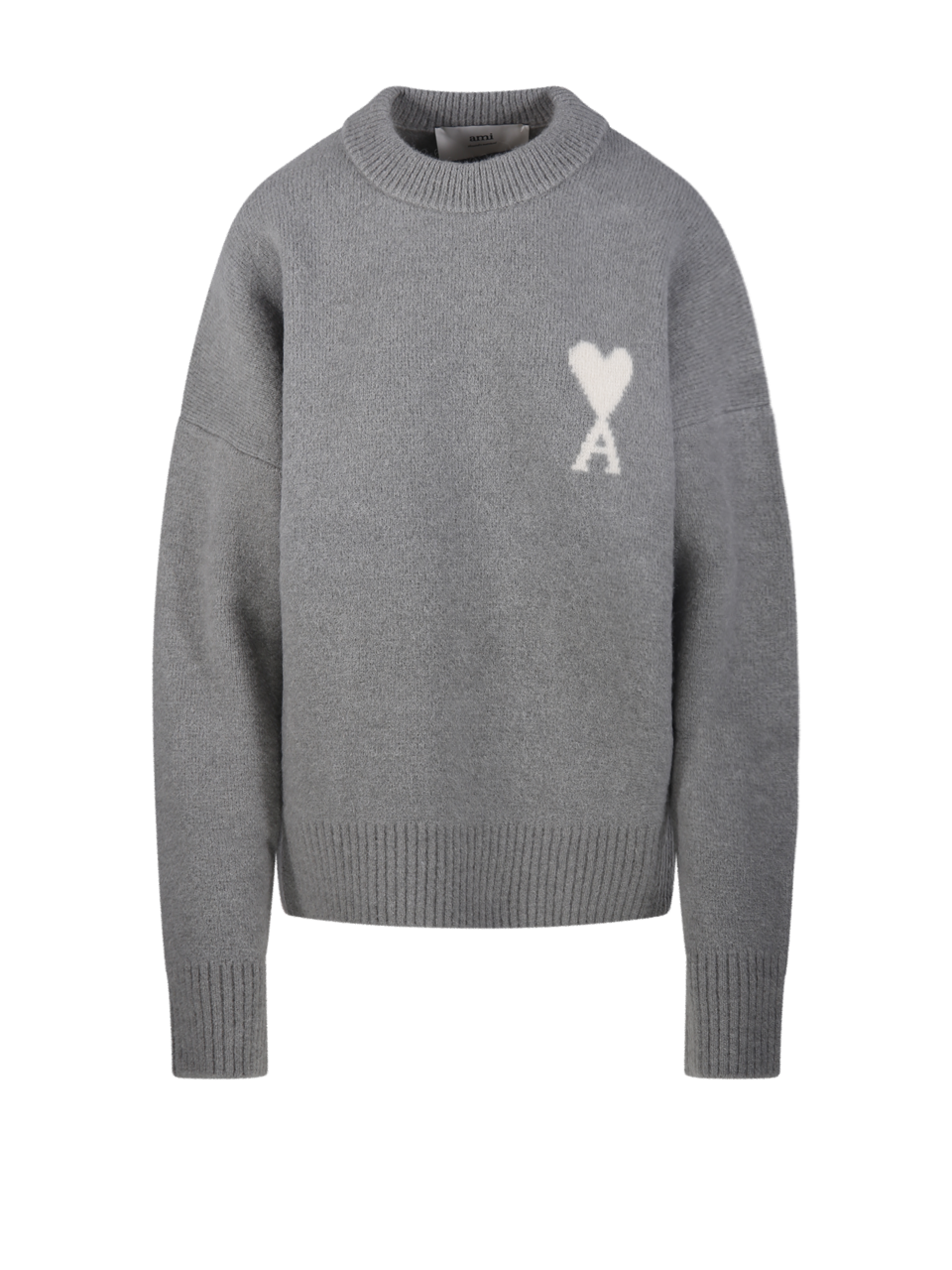 UNISEX AMI GREY ALPACA ADC ROUND NECK SWEATER 