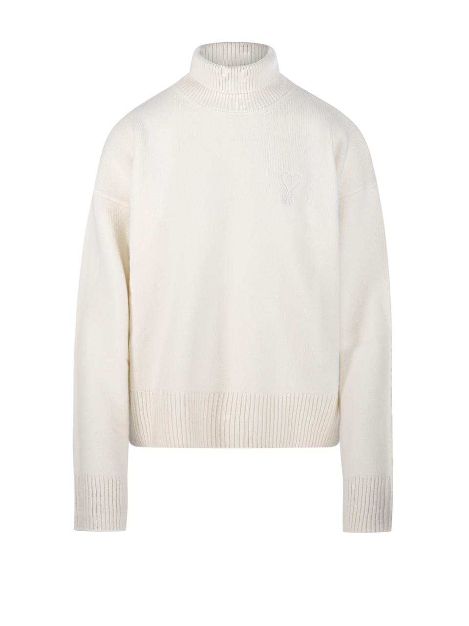 WOMAN AMI WHITE WOOL ADC TURTLE NECK SWEATER 