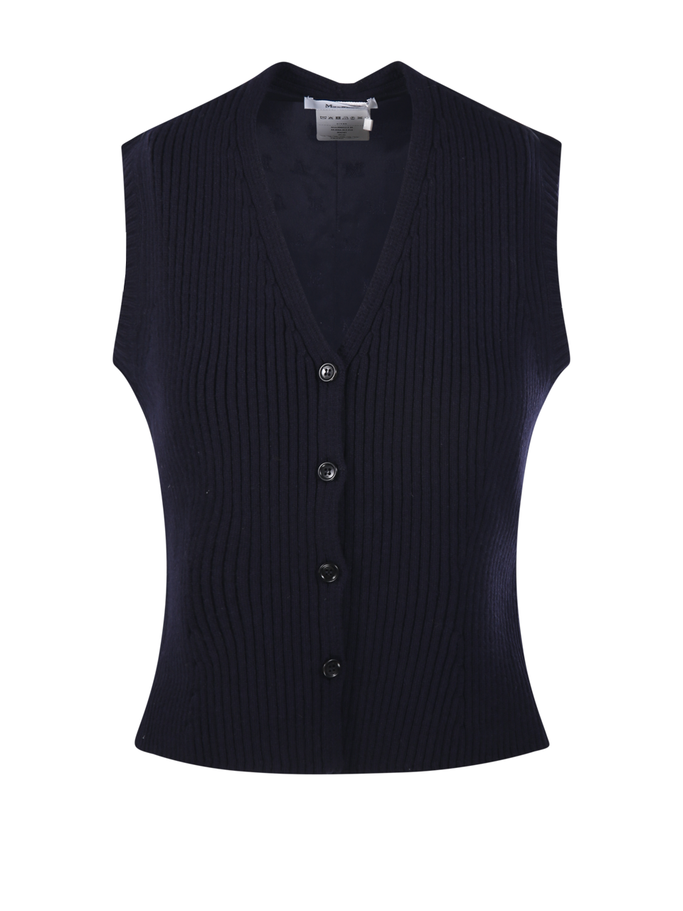 WOMAN MAXMARA BLUE WOOL MADRE KNITTED WAIST GILET 