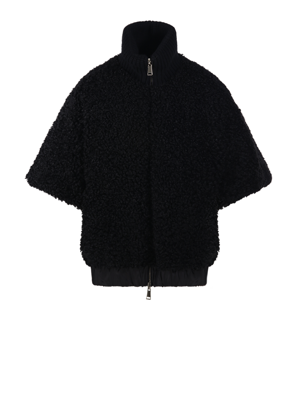 WOMAN MONCLER BLACK REAL LEATHER CAPE