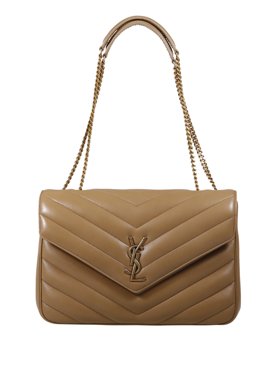 WOMAN SAINT LAURENT NUDE LAMB LEATHER LOULOU LARGE CHAIN BAG