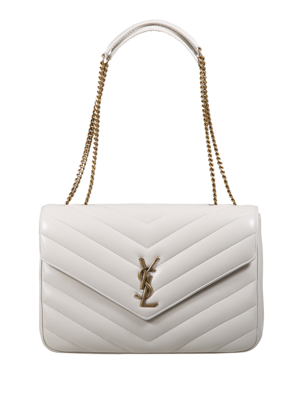 WOMAN SAINT LAURENT WHITE LAMB LEATHER LOULOU LARGE CHAIN BAG