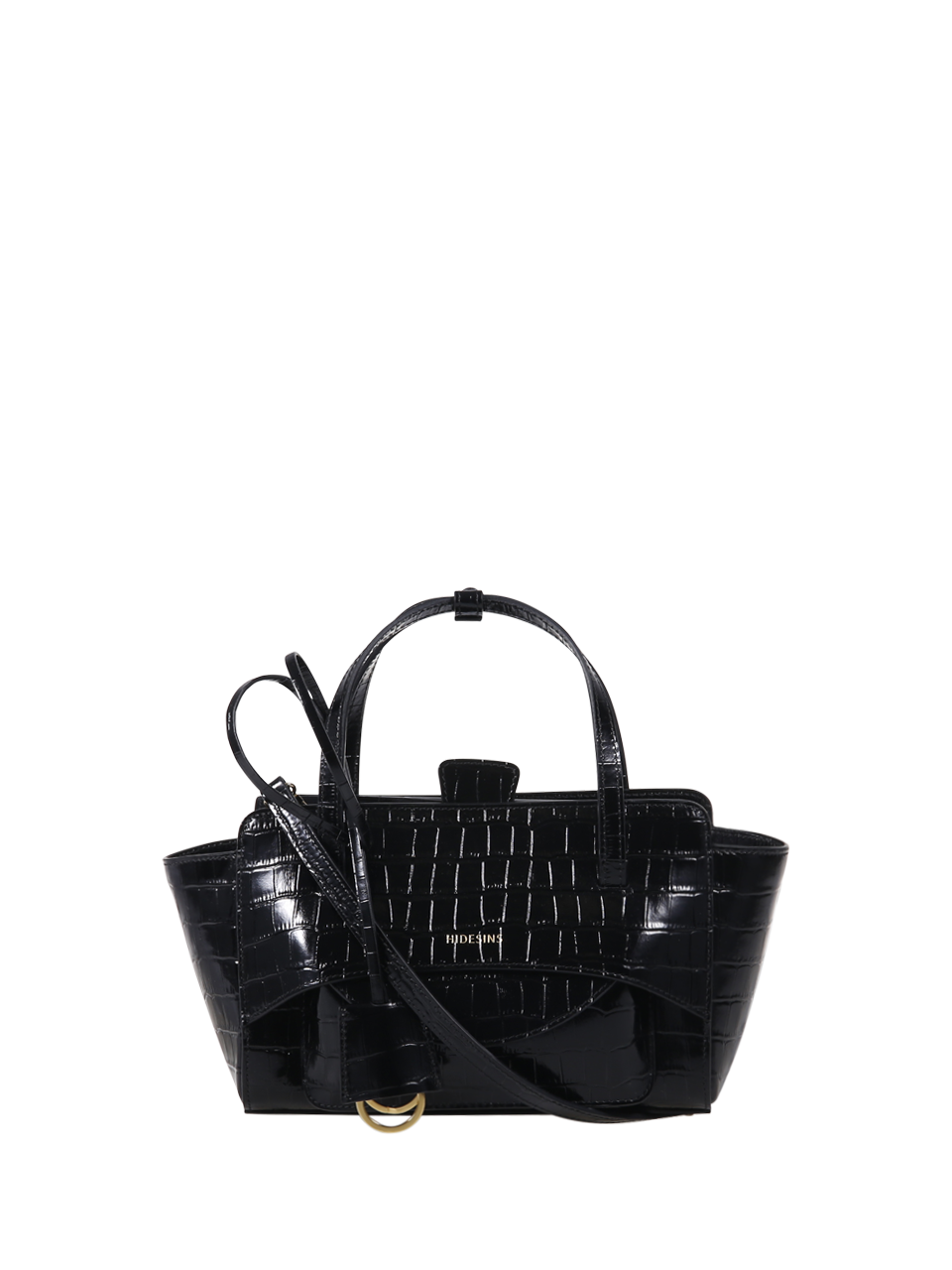 WOMAN HIDESINS BLACK LEATHER FLAP S BAG