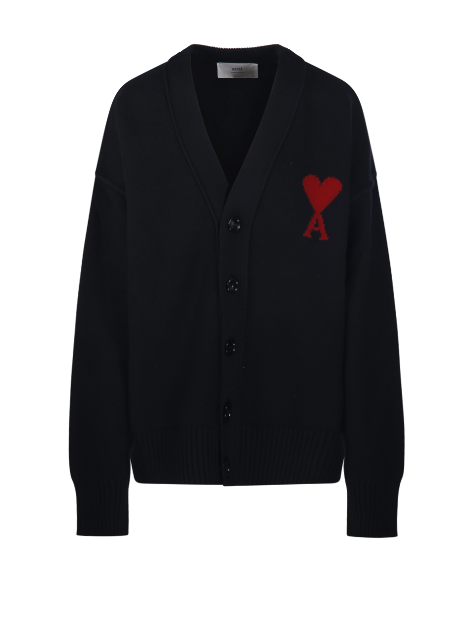 UNISEX AMI BLACK ALPACA ADC CARDIGAN V NECK 