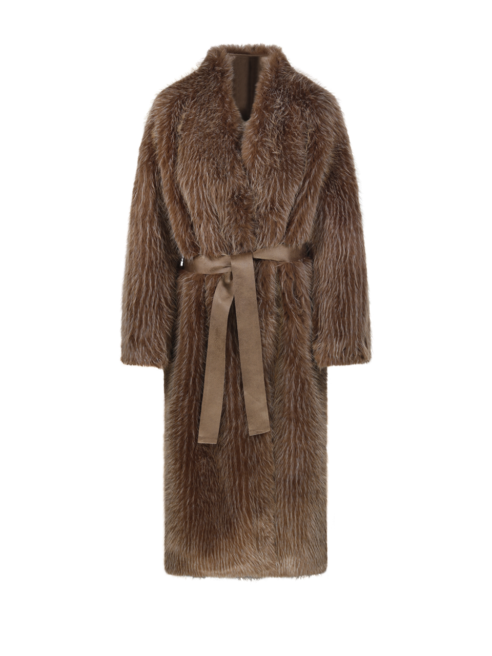 WOMAN VALENTINI 1972 BROWN RECYCLED POLYESTER ECO SILVER FOX COAT