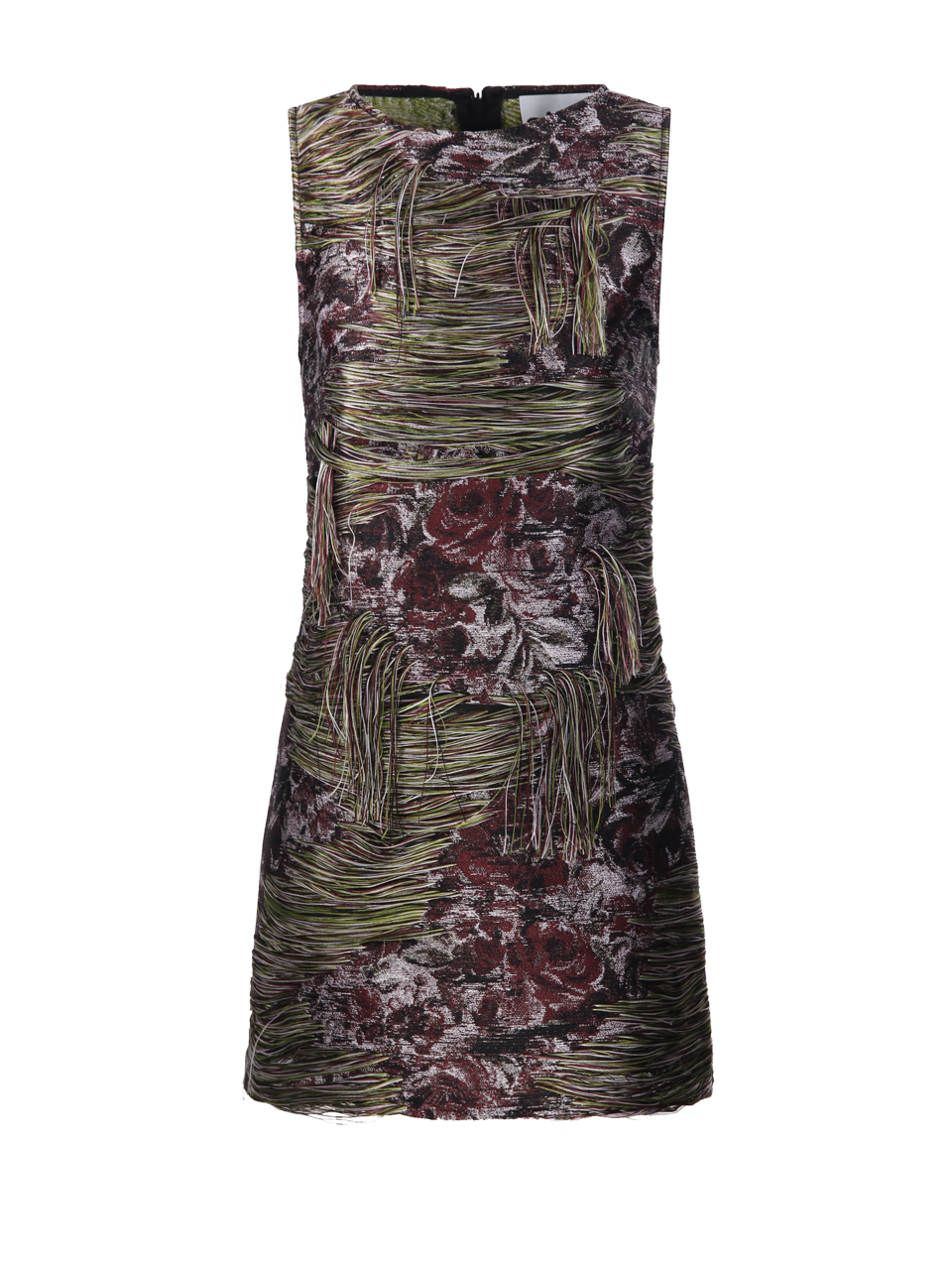 DONNA GANNI MINI ABITO IN ORGANZA CON FRANGE IN POLIESTERE RICICLATO MULTICOLORE