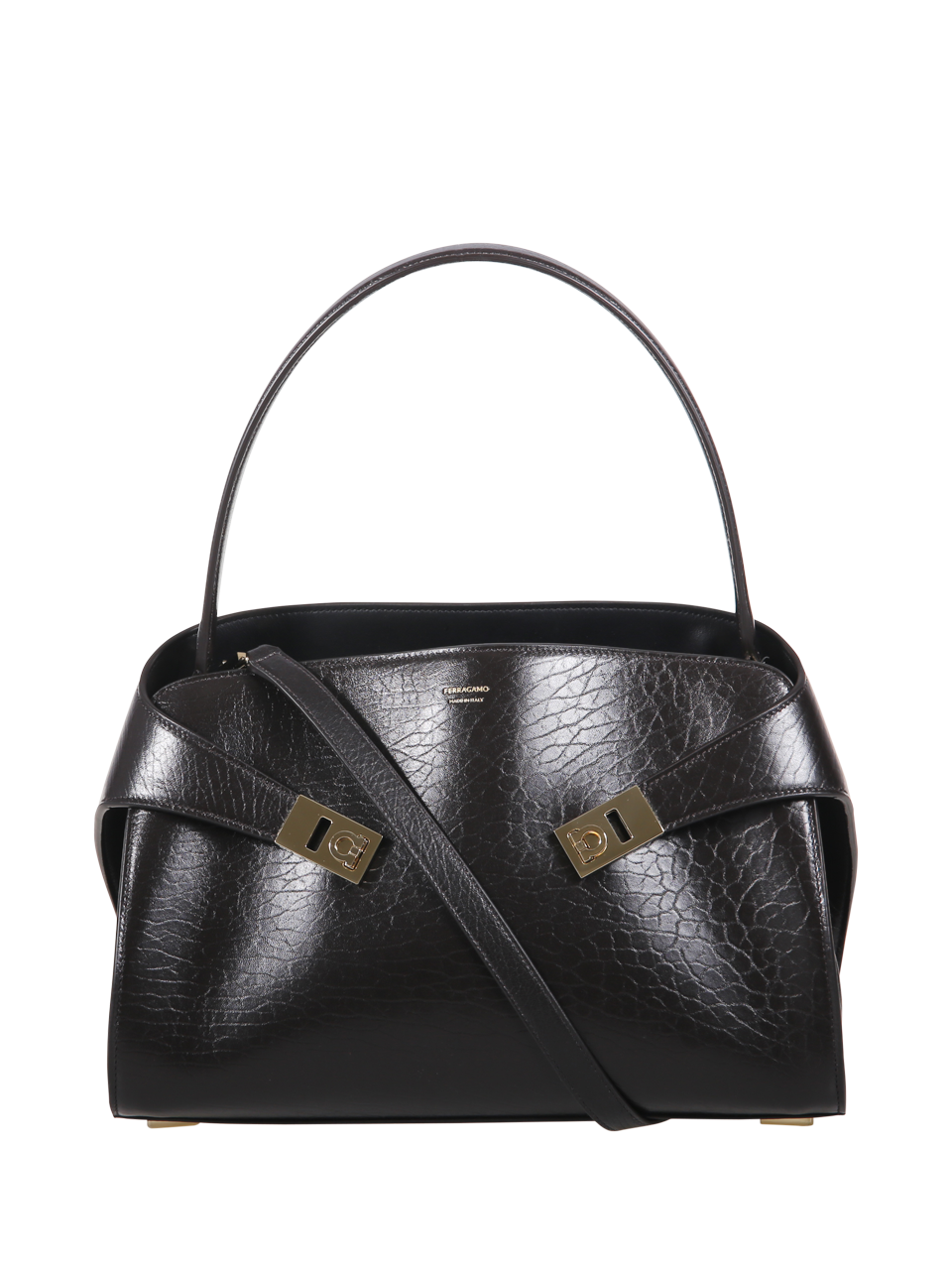 DONNA FERRAGAMO BORSA HUG SH S IN PELLE DI VITELLO MARRONE