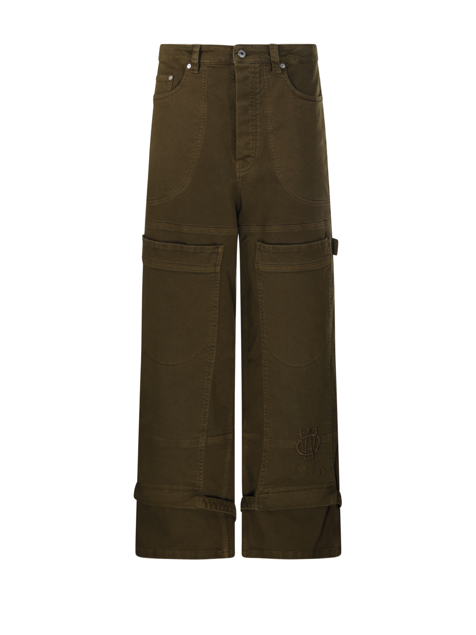 MEN OFF-WHITE GREEN COTTON GOTHIC OW GD DRILL RELAX DENIM CARPENTER