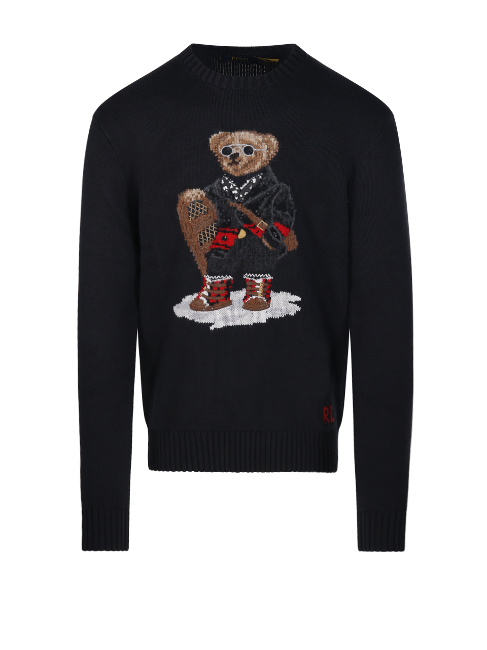 UOMO RALPH LAUREN MAGLIONE ORSO GIROCOLLO IN COTONE NERO 