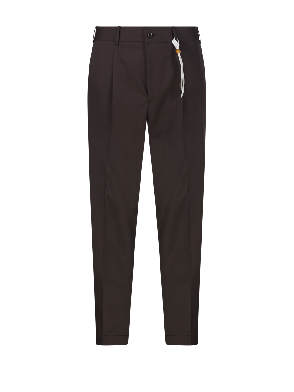 MEN SANTANIELLO BROWN POLYESTER IRNO PANTS