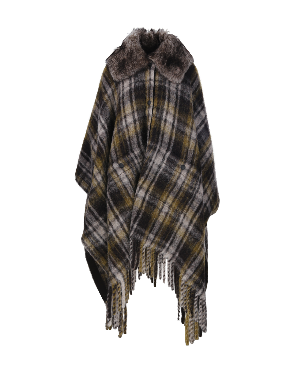 WOMAN MONCLER GRENOBLE BROWN MOHAIR CAPE