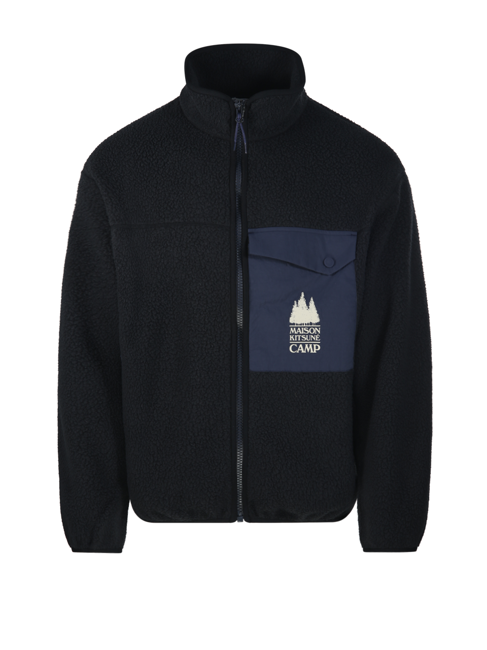 UOMO MAISON KITSUNE GIACCA CASUAL IN PILE DI POLIESTERE NERO