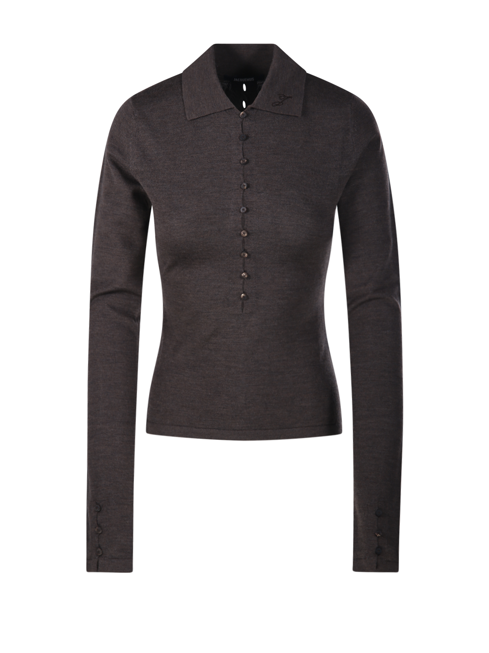 DONNA JACQUEMUS POLO MARRONE IN LANA MERINO MARRONE 