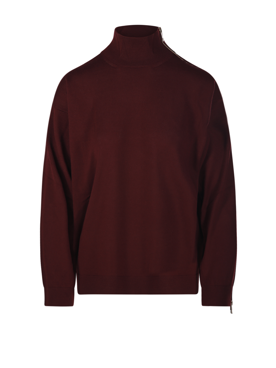 WOMAN NUDE RED VIRGIN WOOL T-NECK  W/ZIPPER SWEATER