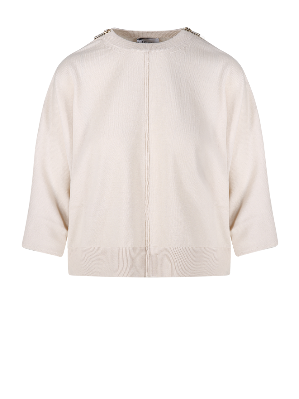 DONNA NUDE WHITE MAGLIONE GIROCOLLO CON ZIP IN LANA VERGINE