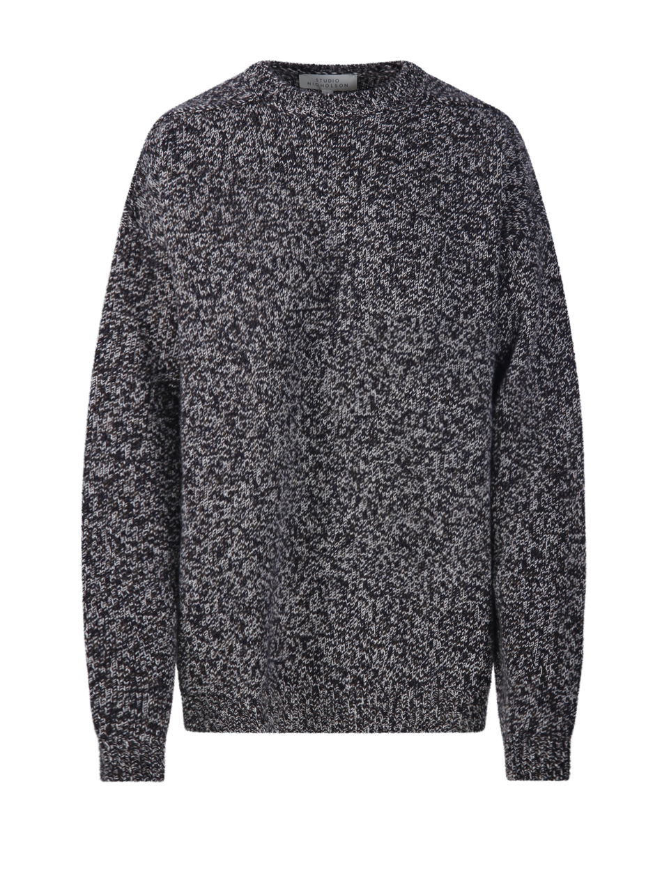 WOMAN STUDIO NICHOLSON BLACK LAMB WOOL 5GG GUERNSEY JUMPER SWEATER