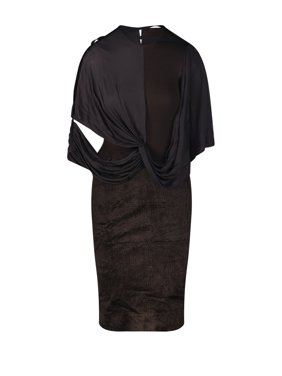 WOMAN CHRISTOPHER ESBER BROWN VISCOSE OUTLINE COLLISION DRESS