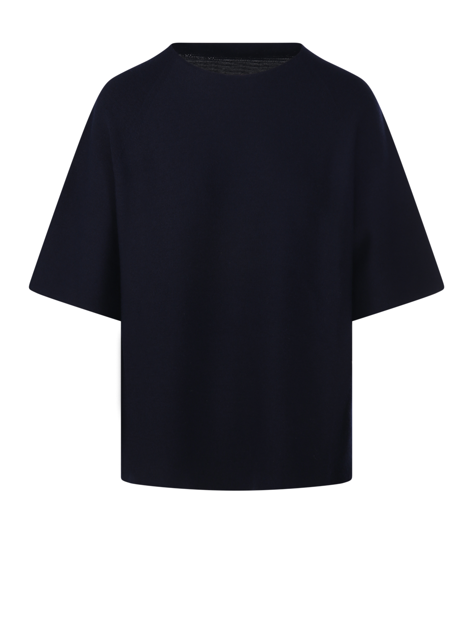 WOMAN CANCELLATO UNIFORM BLUE MERINO WOOL T-SHIRT