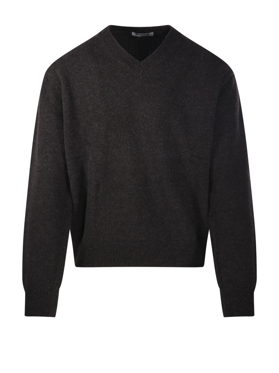 UOMO COOR MAGLIONE IN LANA MERINO MARRONE CON SCOLLO A V