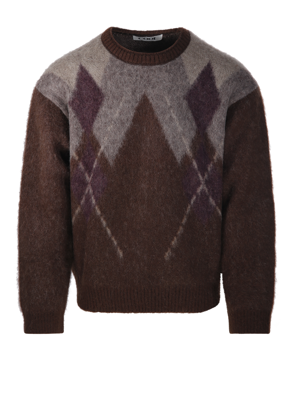 MEN COOR BROWN NYLON CREWNECK SWEATER