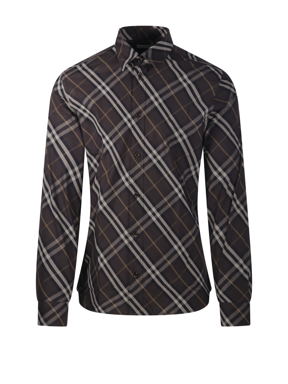 MEN BURBERRY BROWN COTTON FLANNEL ROAN SHIRT