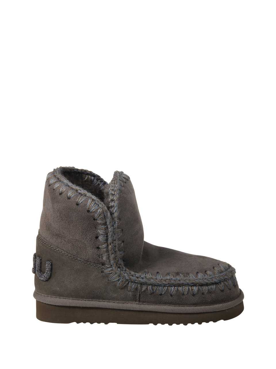 DONNA MOU STIVALE ESKIMO18 GLITTER IN PELLE GRIGIA CON LOGO 