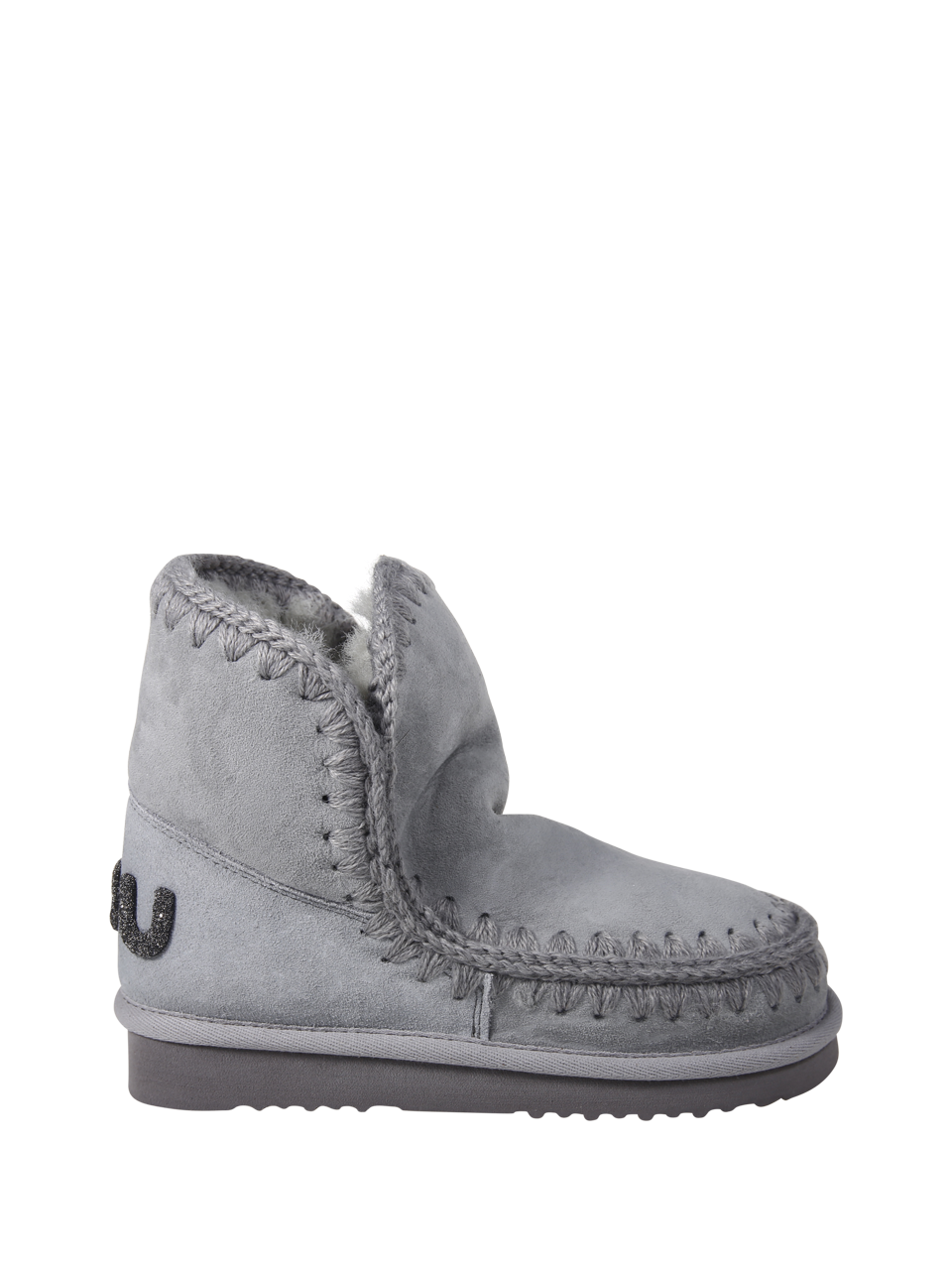 WOMAN MOU GREY LEATHER ESKIMO18 GLITTER LOGO BOOT