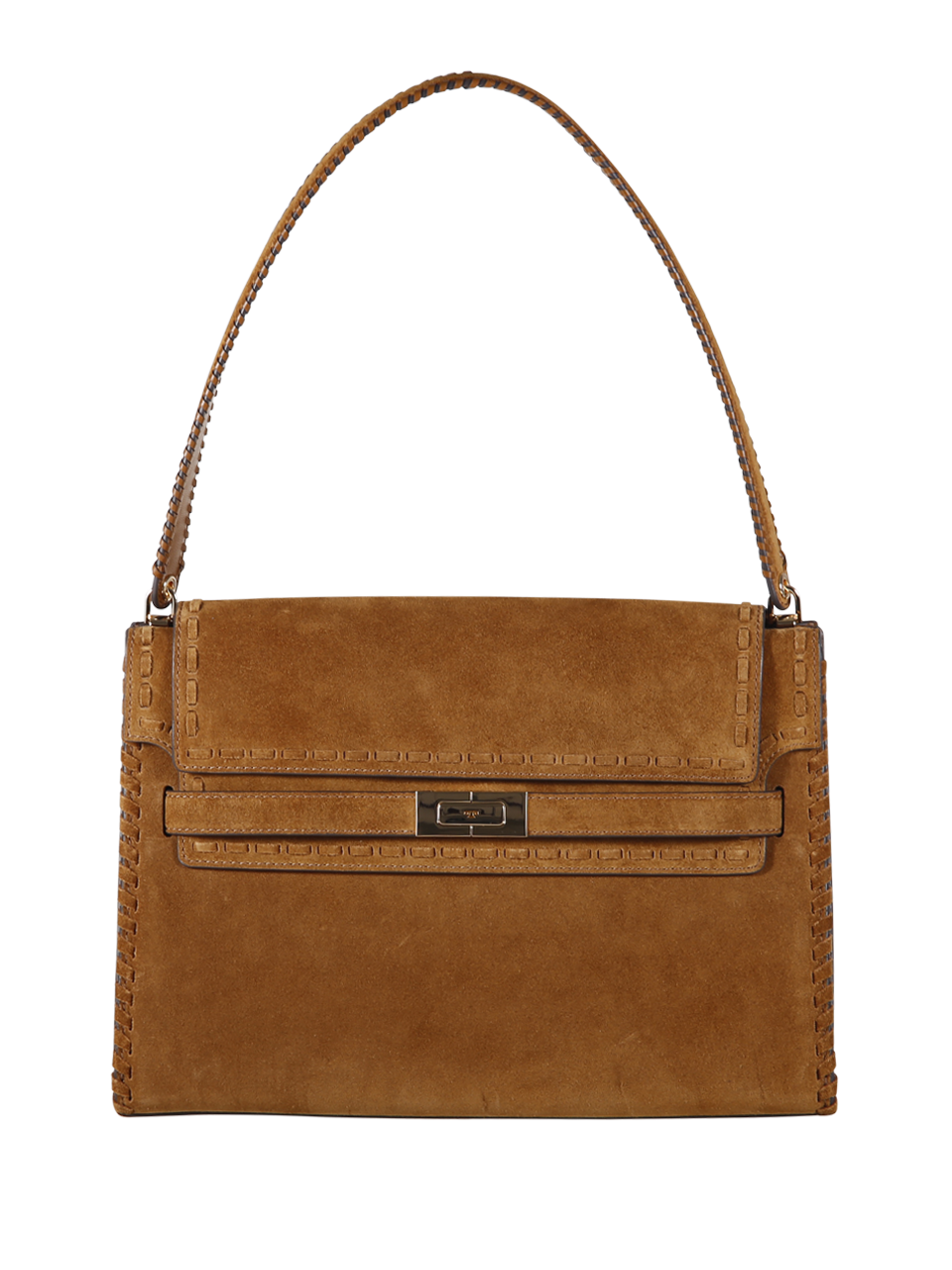 WOMAN TORY BURCH BROWN SUEDE LEATHER LEE RADZIWILL LARGE SHOULDER BAG