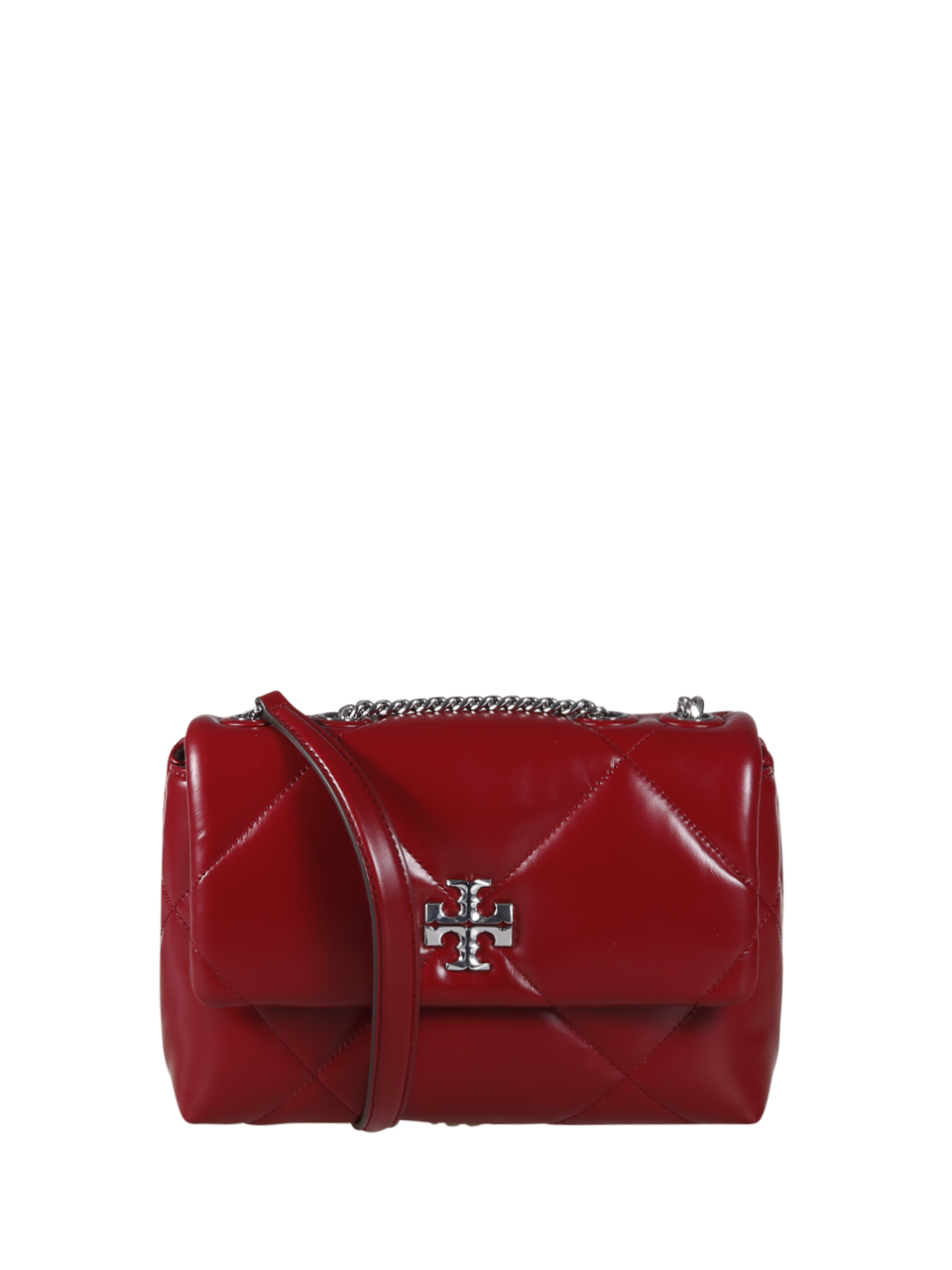 WOMAN TORY BURCH RED COW LEATHER KIRA DIAMOND  SMALL SHOULDER BAG