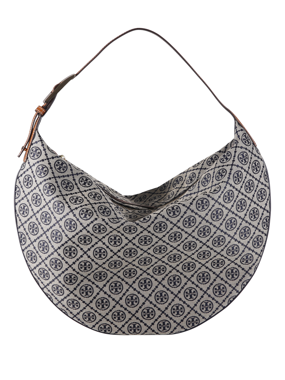 WOMAN TORY BURCH BLUE COTTON T MONOGRAM BALLOON BAG