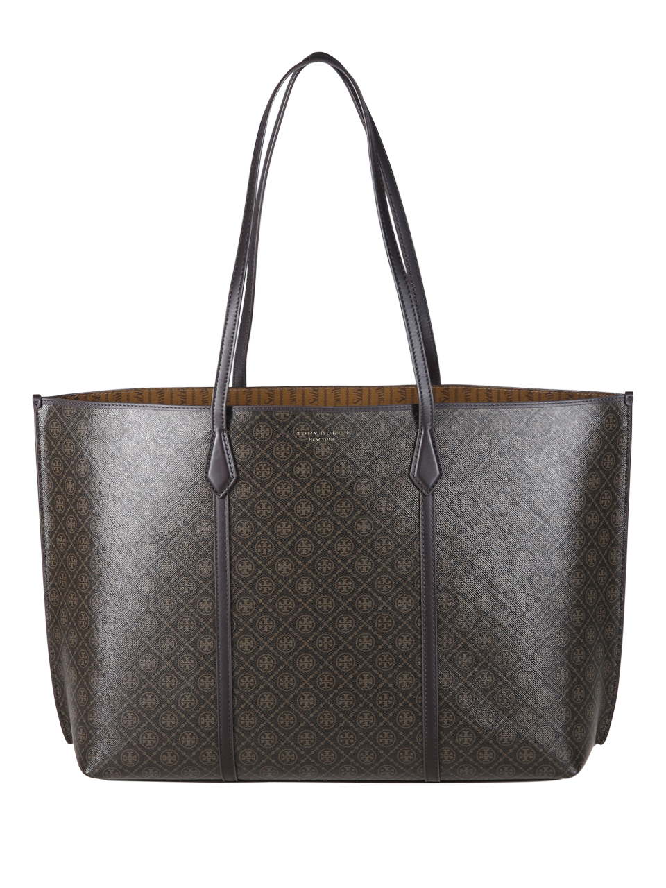 WOMAN TORY BURCH BROWN COTTON COATED CANVAS TOTE BAG