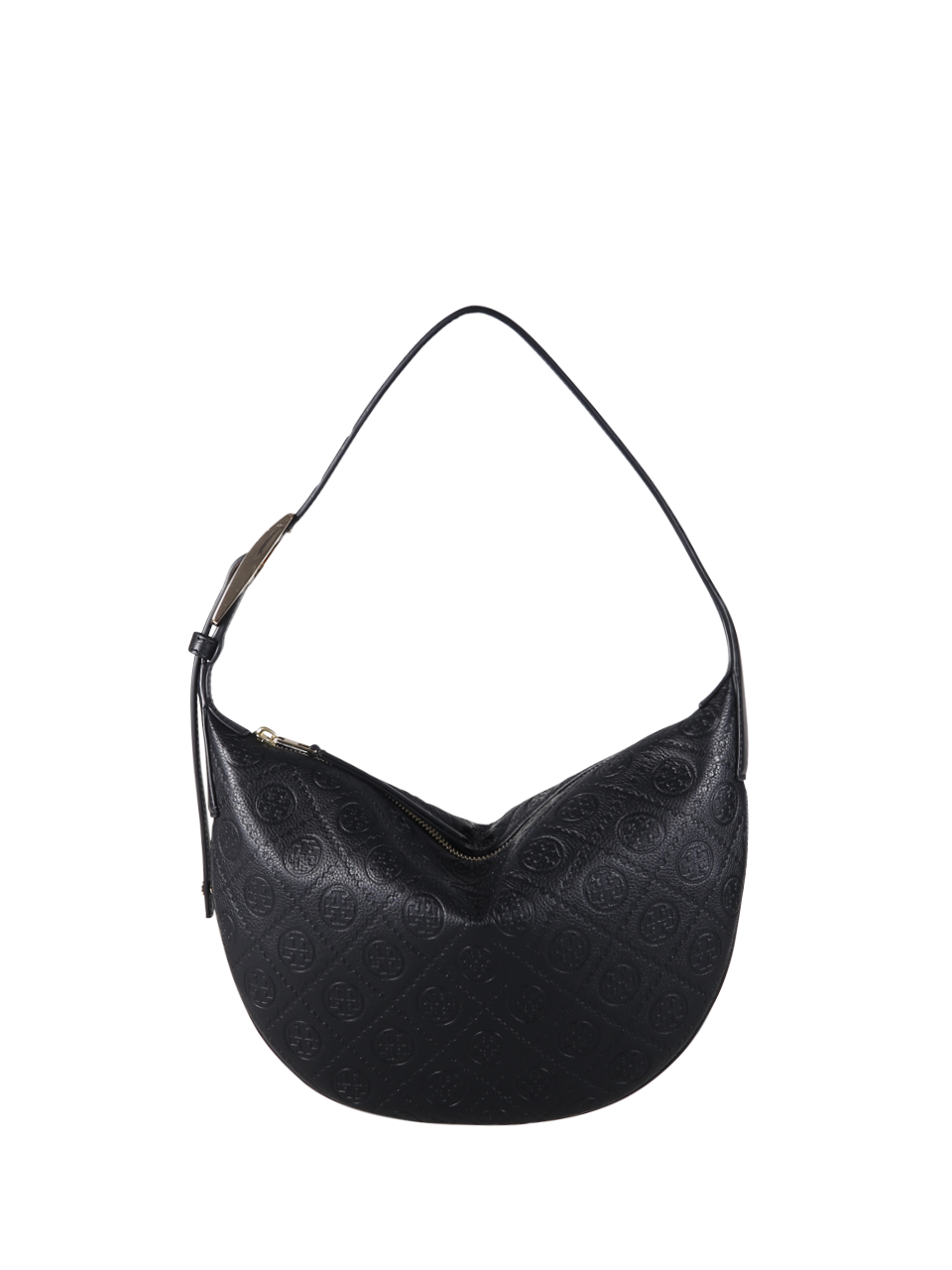 WOMAN TORY BURCH BLACK COW LEATHER T MONOGRAM PEBBLE SMALL BALLOON BAG