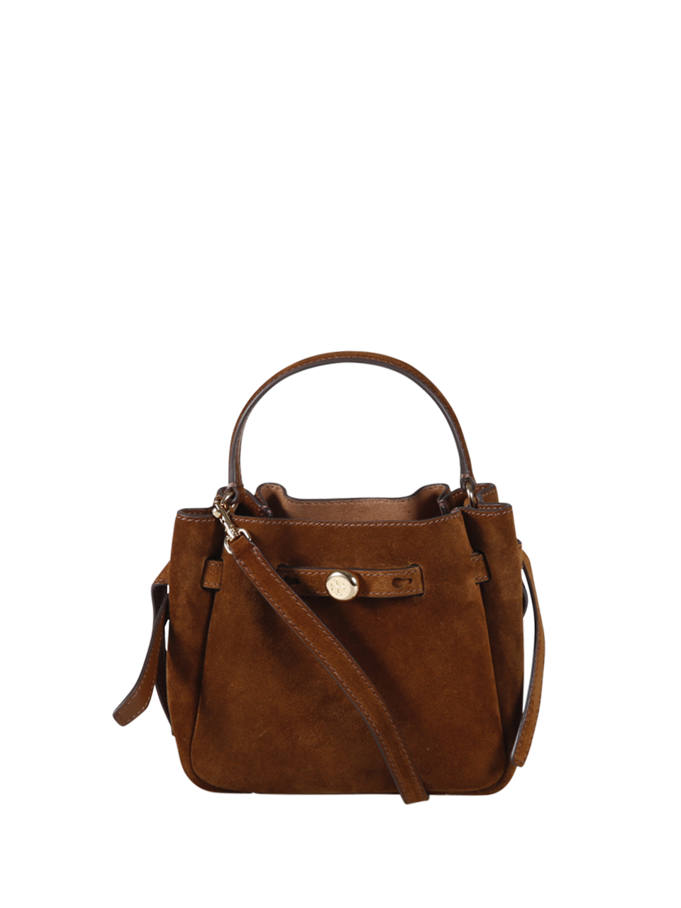 WOMAN TORY BURCH BROWN BOVINE SUEDE ROMY MINI BUCKET BAG