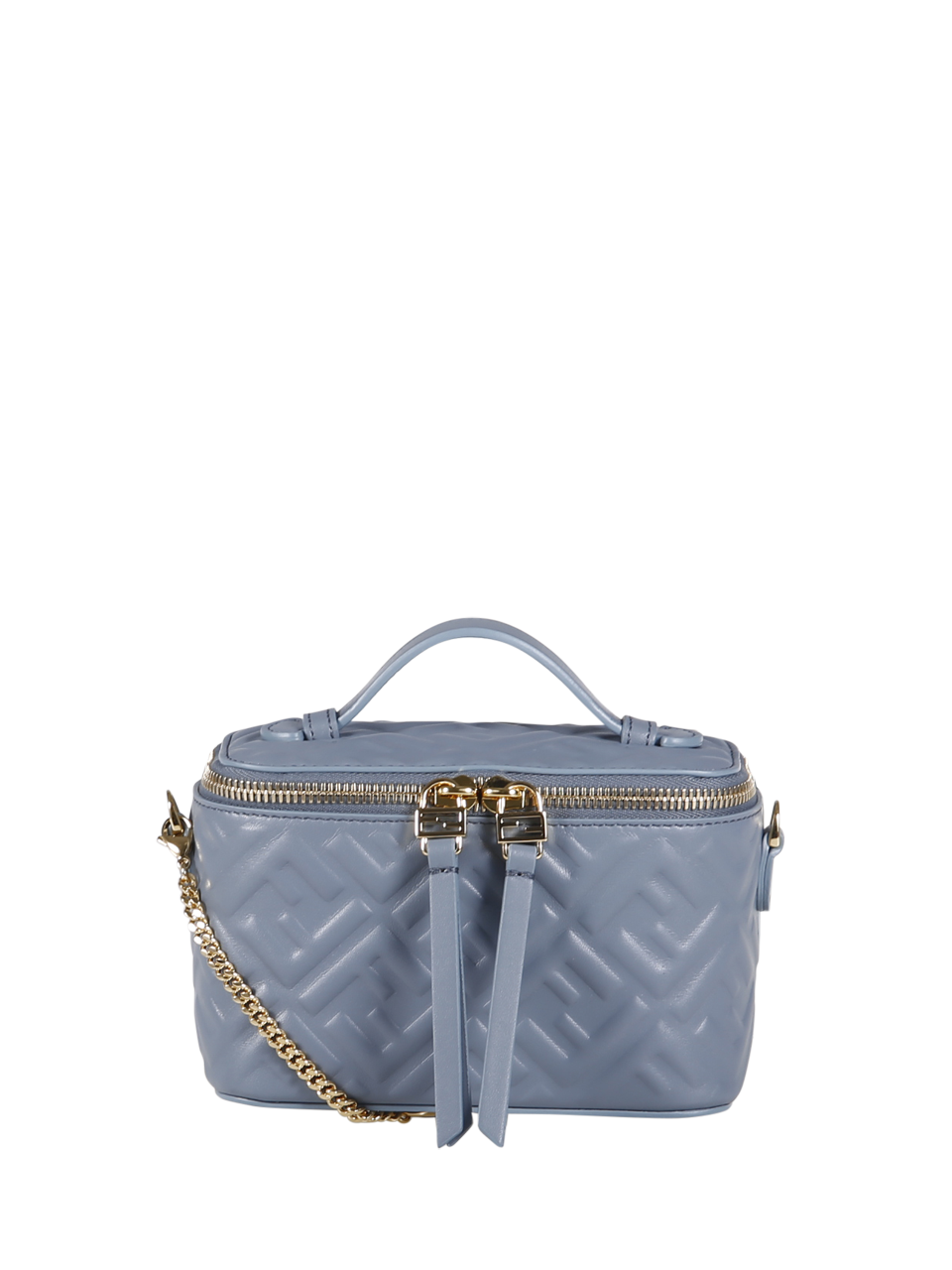 WOMAN FENDI LIGHT BLUE LAMB LEATHER VANITY BAG