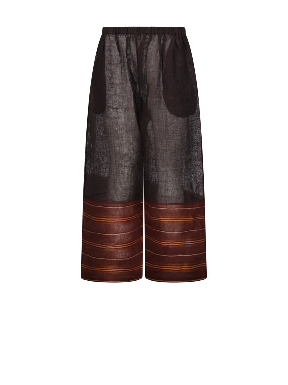 WOMAN TORY BURCH BROWN LINEN DRAWCORD WAIST BEACH PANT