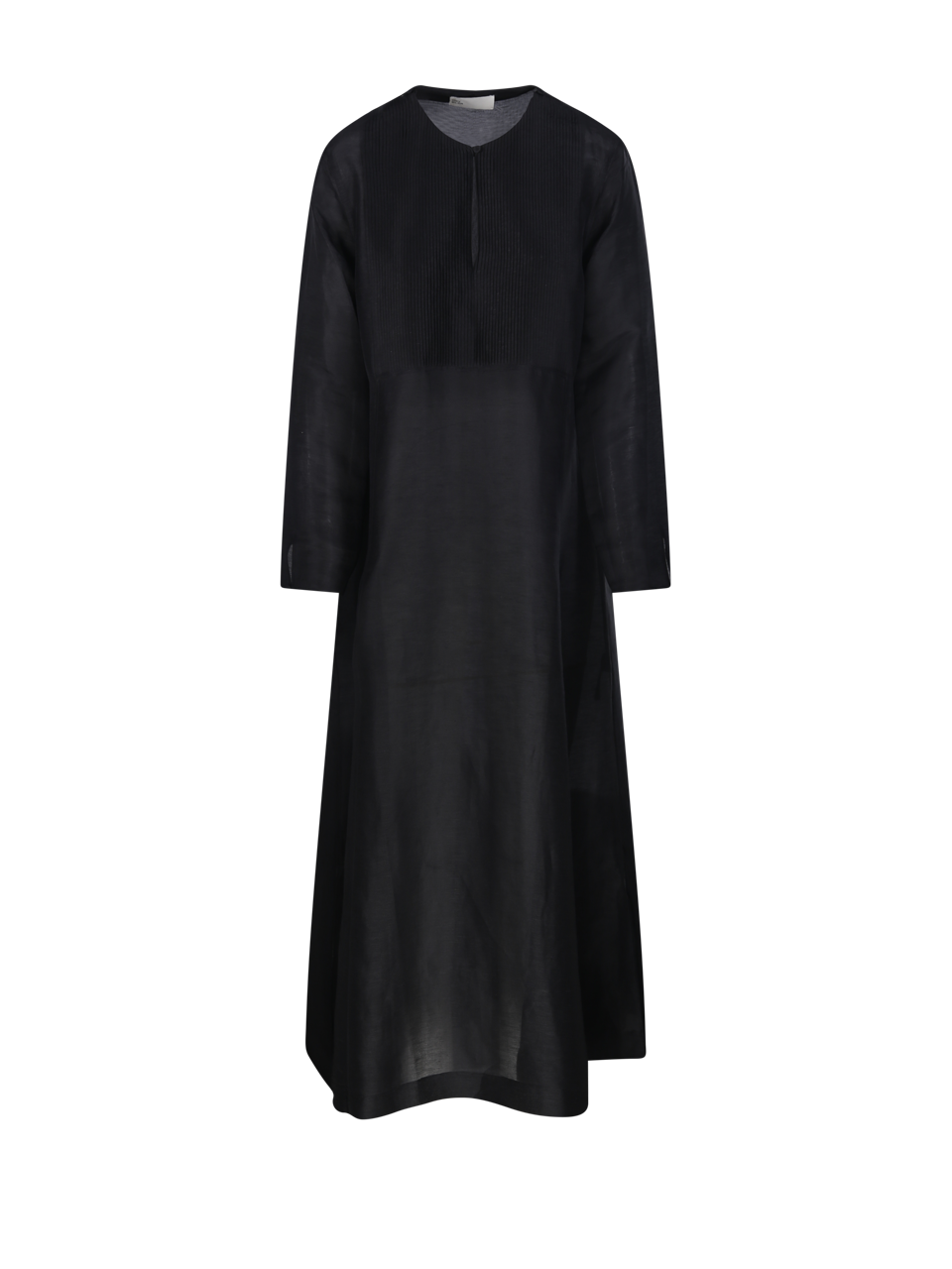 WOMAN TORY BURCH BLACK LINEN PLEATED LINEN CAFTAN
