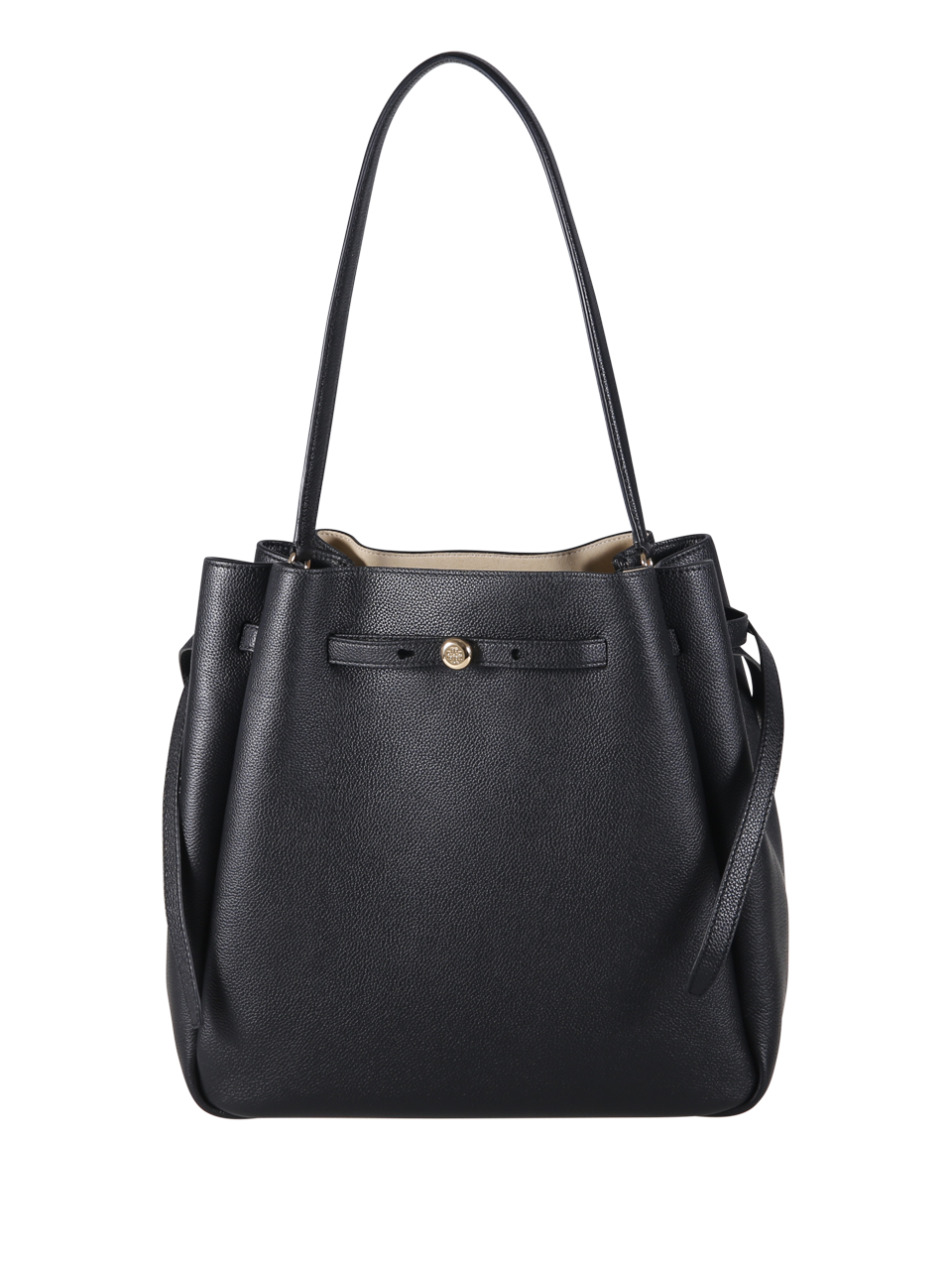 WOMAN TORY BURCH BLACK COW LEATHER ROMY LARGE BUCKET BAG