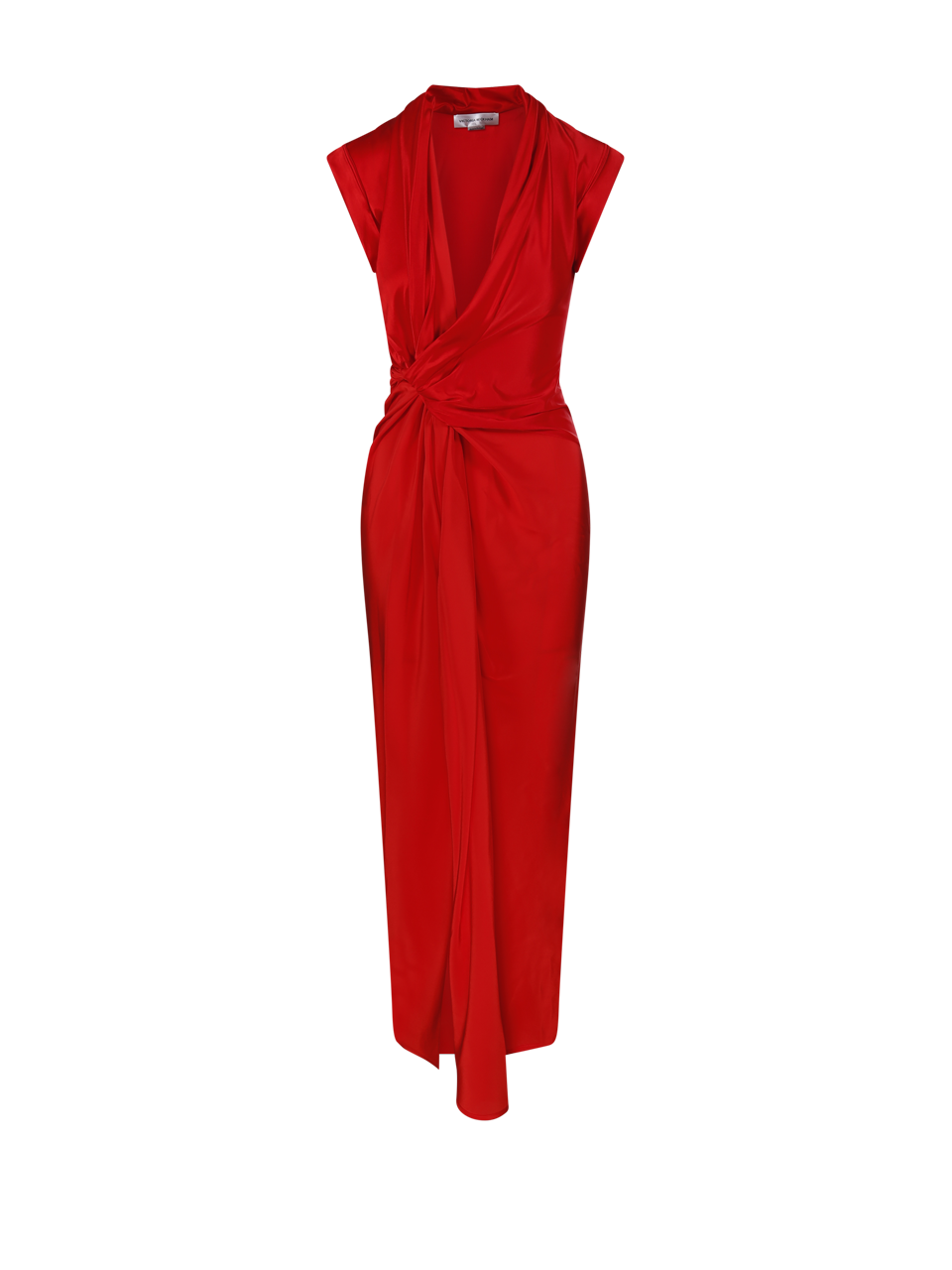 WOMAN VICTORIA BECKHAM RED SILK ASYMMETRIC TWIST DETAIL DRESS