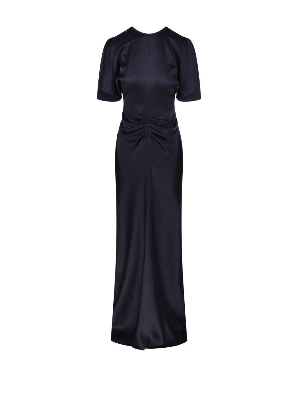 WOMAN VICTORIA BECKHAM BLUE ACETATE GATHERED WAIST FLOOR LENGTH DRESS