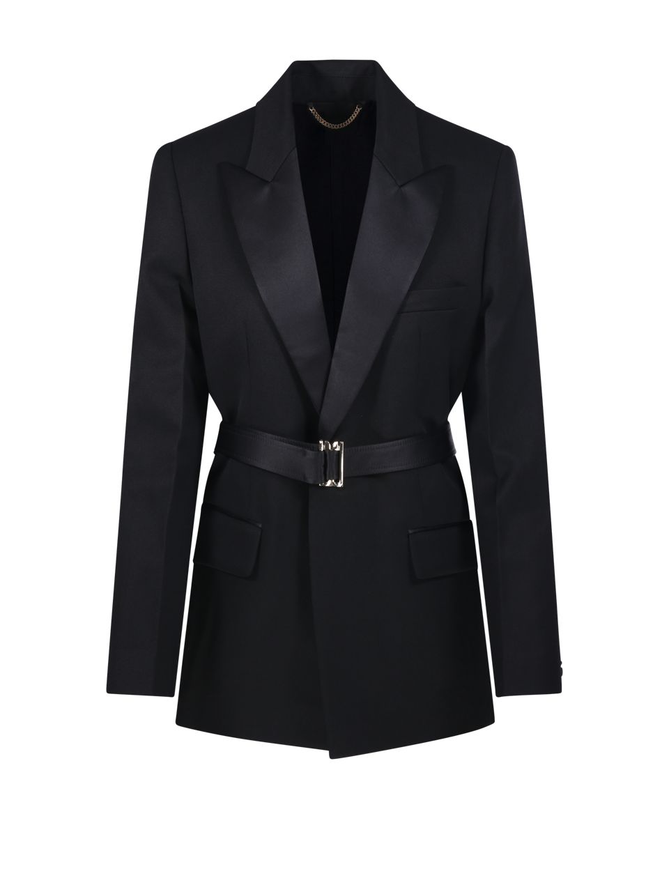 WOMAN VICTORIA BECKHAM BLACK POLYESTER BELTED TAILORED JACKET