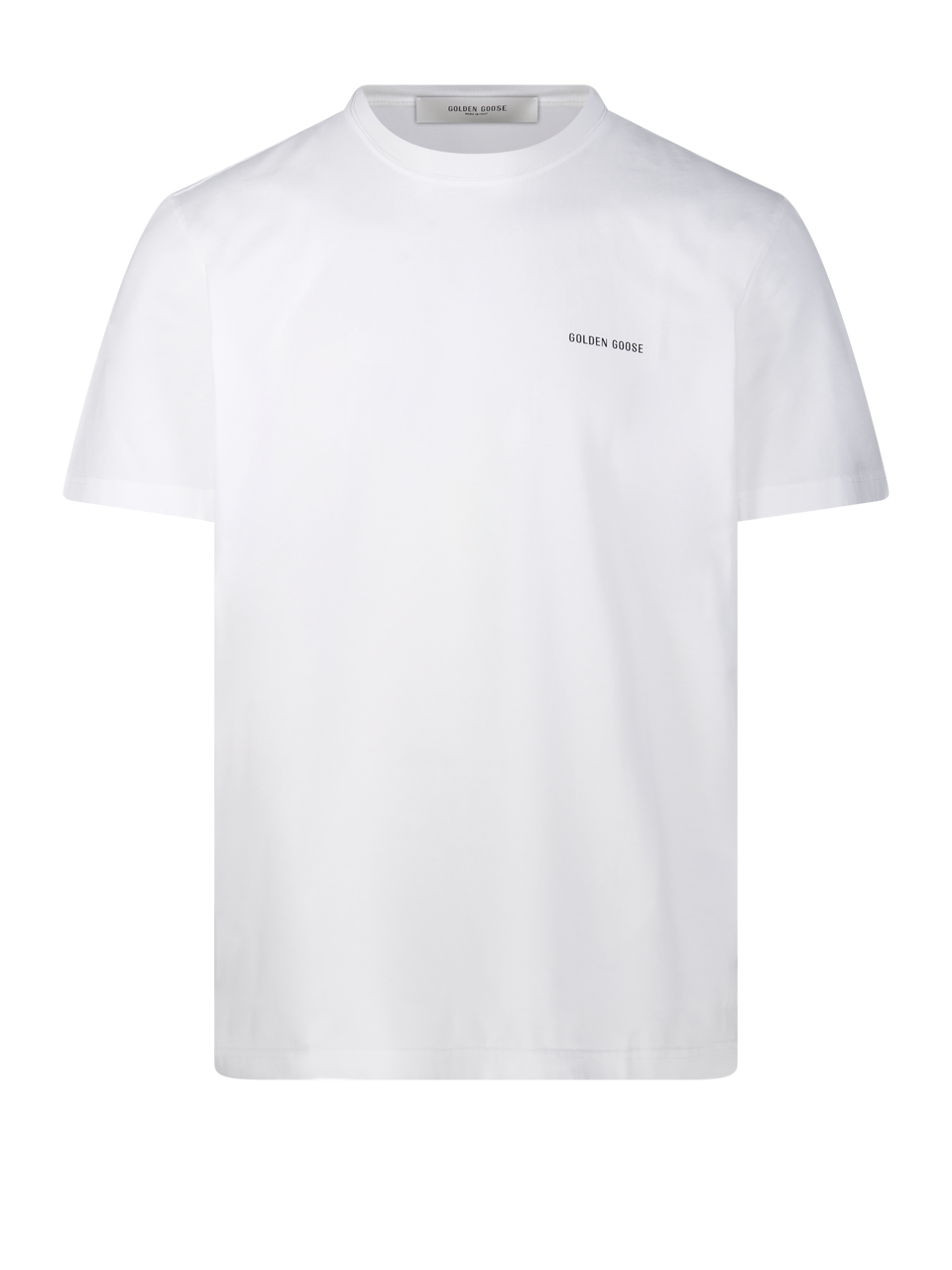 MEN GOLDEN GOOSE WHITE COTTON T-SHIRT REGULAR  LOGO PRINT