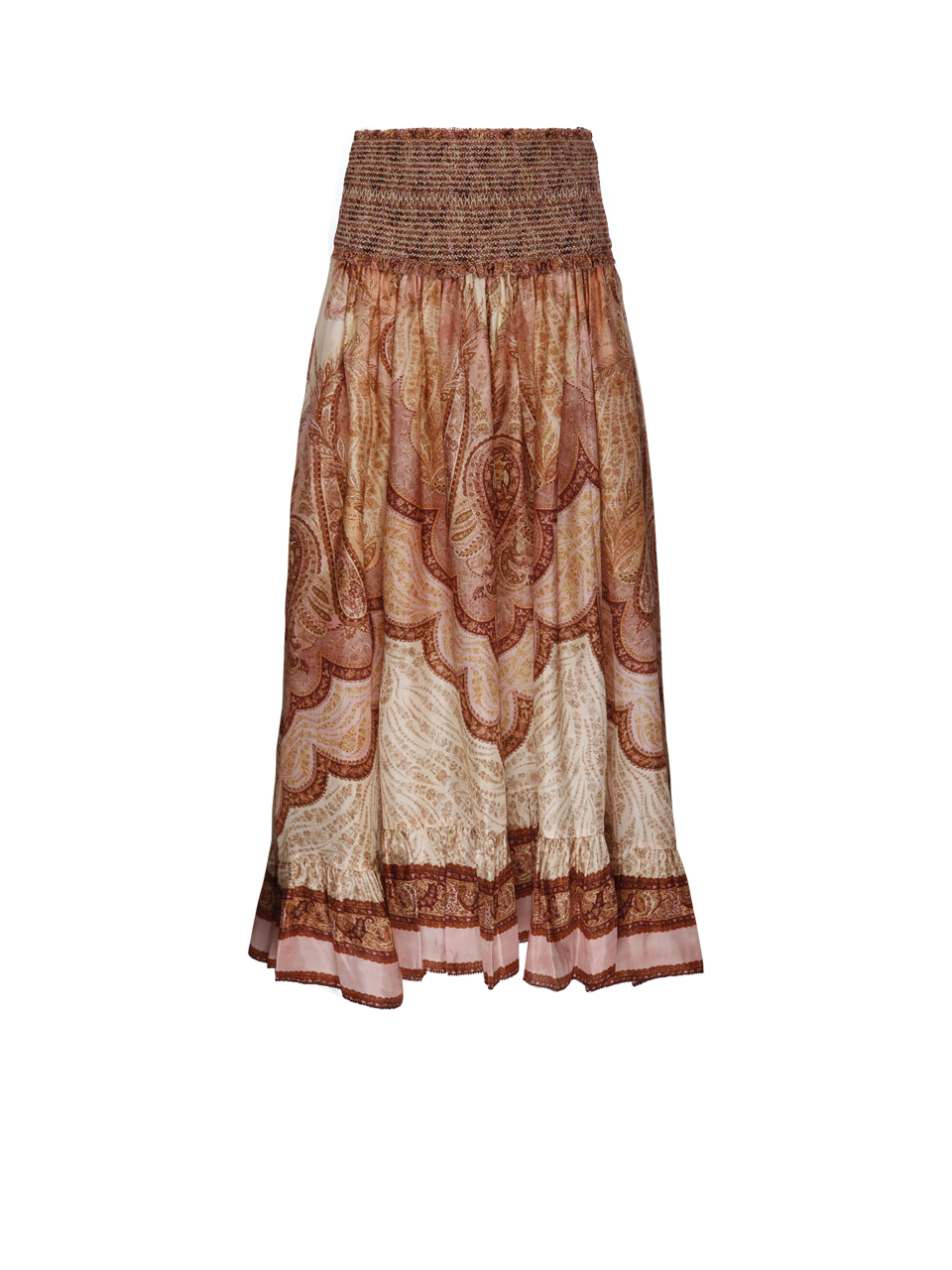 WOMAN ZIMMERMANN RED SILK WANDERLUST FRILL MAXI SKIRT