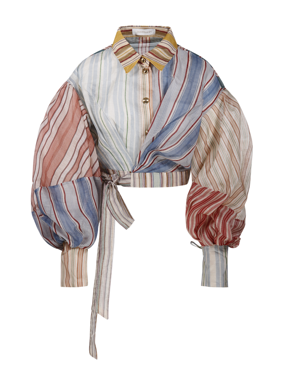 WOMAN ZIMMERMANN MULTICOLOR LINEN REBELLION STRIPED BLOUSE