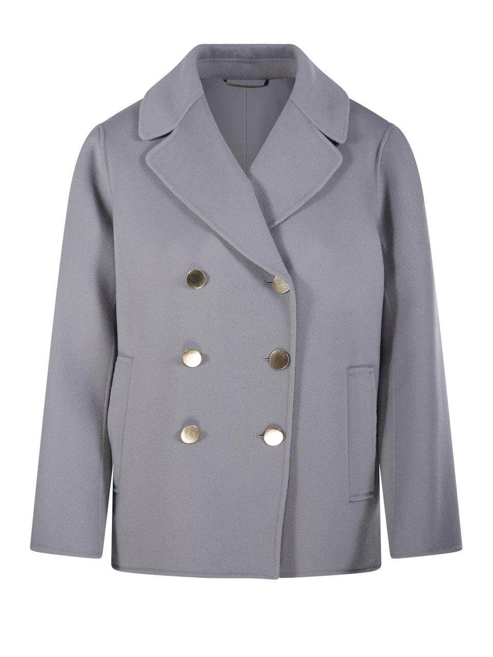 WOMAN MAXMARA S LIGHT BLUE VIRGIN WOOL MARGOT DOUBLE BREASTED COAT