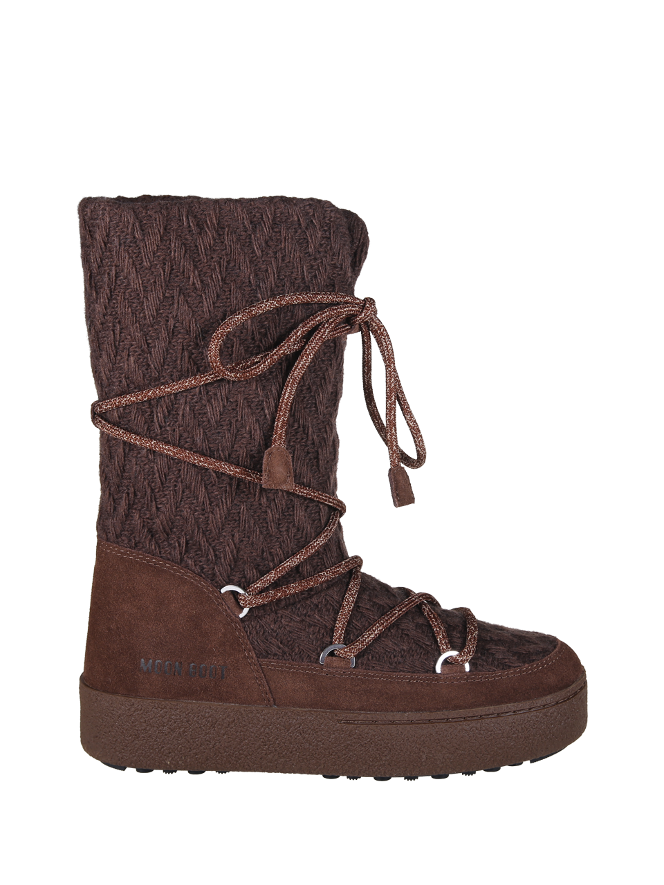 WOMAN MOON BOOT X GUEST IN RESIDENCE BROWN POLYESTER TRACK KNIT BOOT