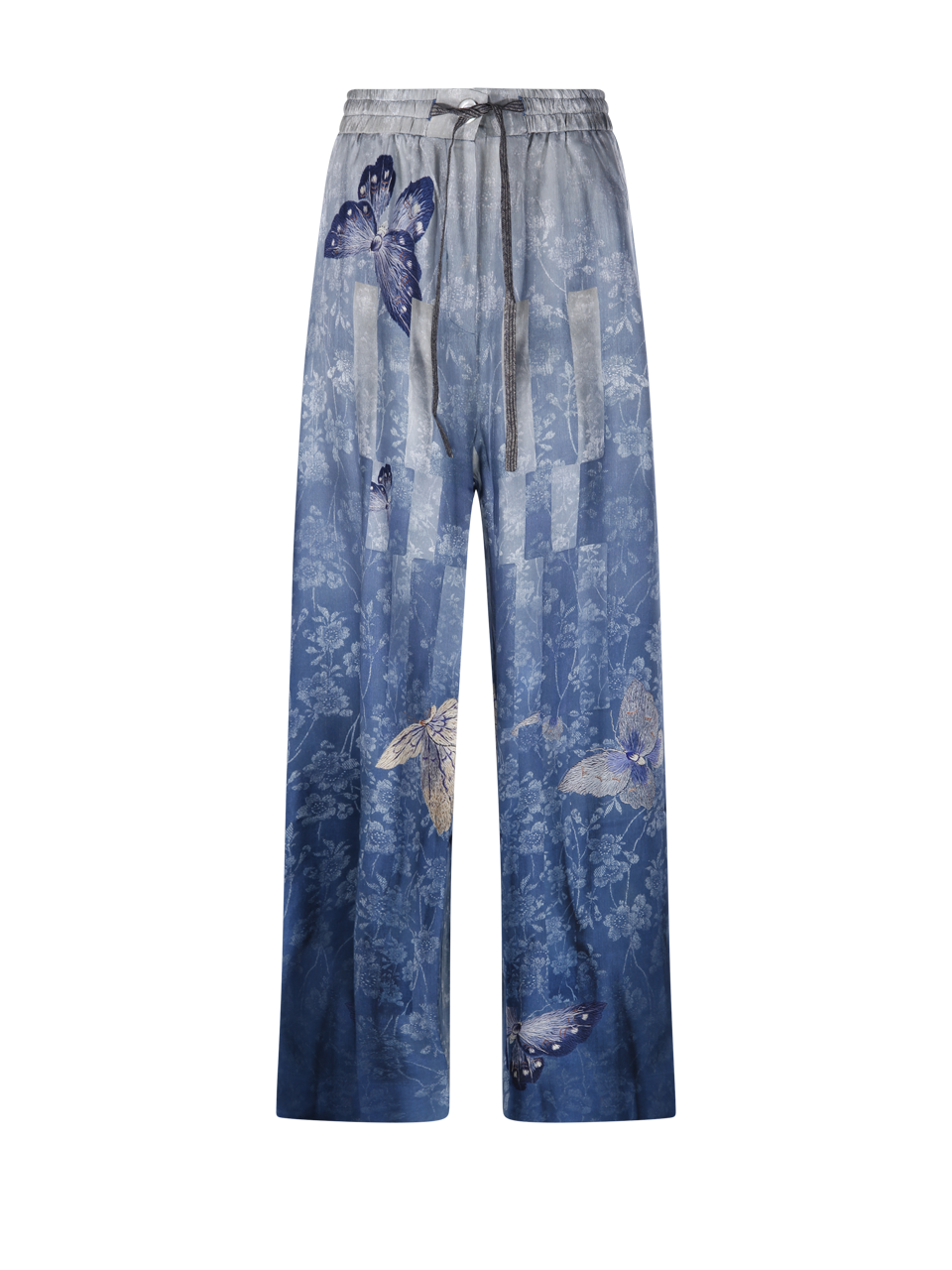 DONNA PIERRE LOUISE MASCIA PANTALONI ALOE  BLU IN SETA