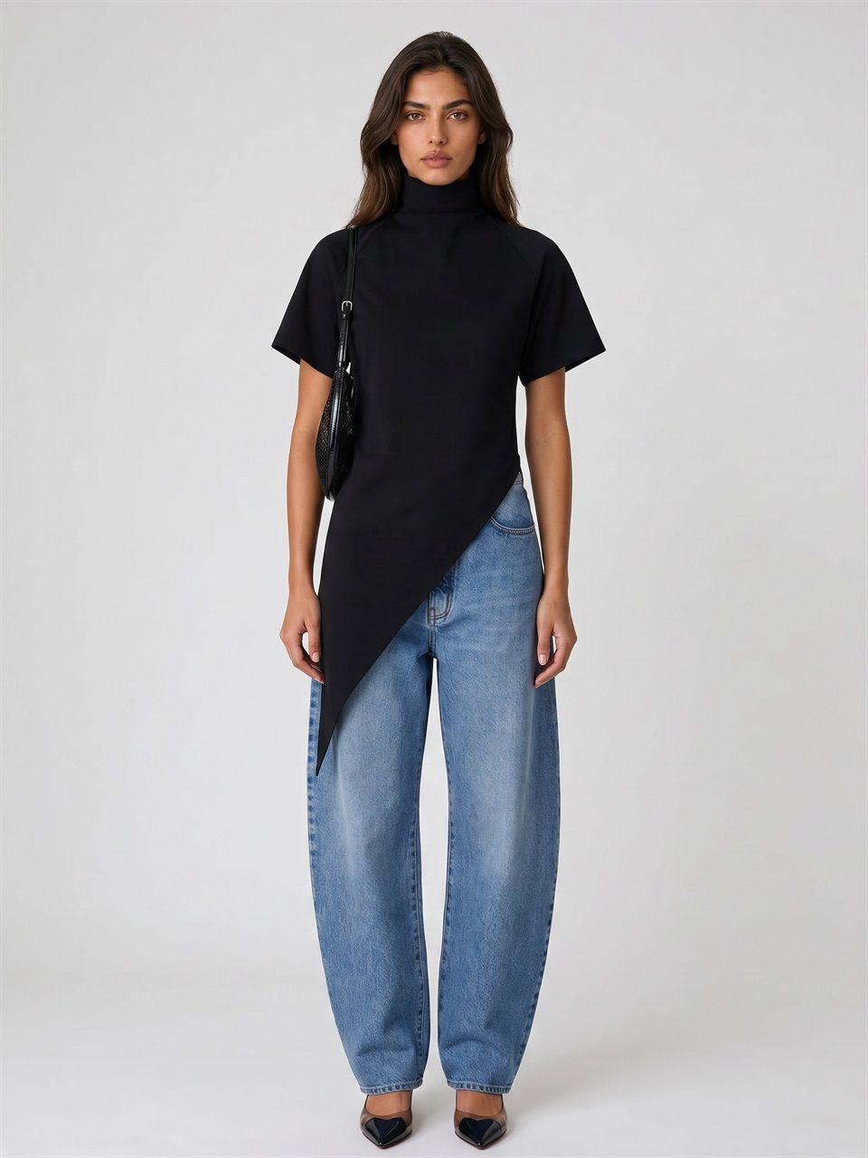 DONNA ALAIA PANTALONI ROUND IN COTONE BLU