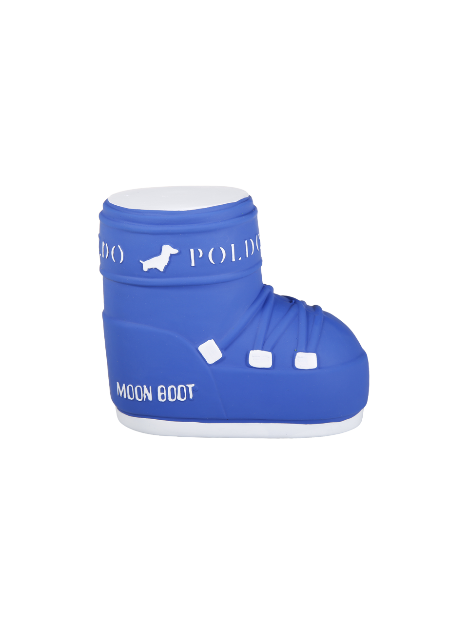 WOMAN MOON BOOT X POLDO DOG COUTURE BLUE LATEX SQUEAKY TOY