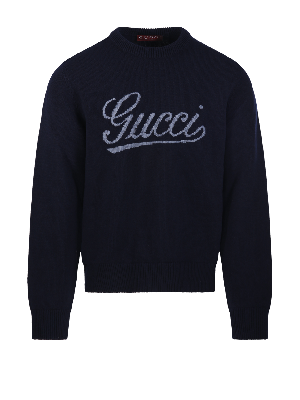 MEN GUCCI BLUE WOOL ROUND NECK SWEATER
