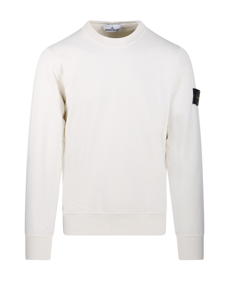 UOMO STONE ISLAND FELPA GIROCOLLO IN COTONE BIANCO